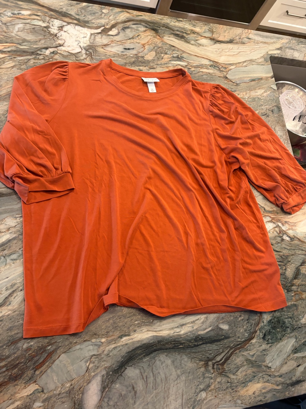Ava & Viv Puff-Sleeve Tunic in Rust
